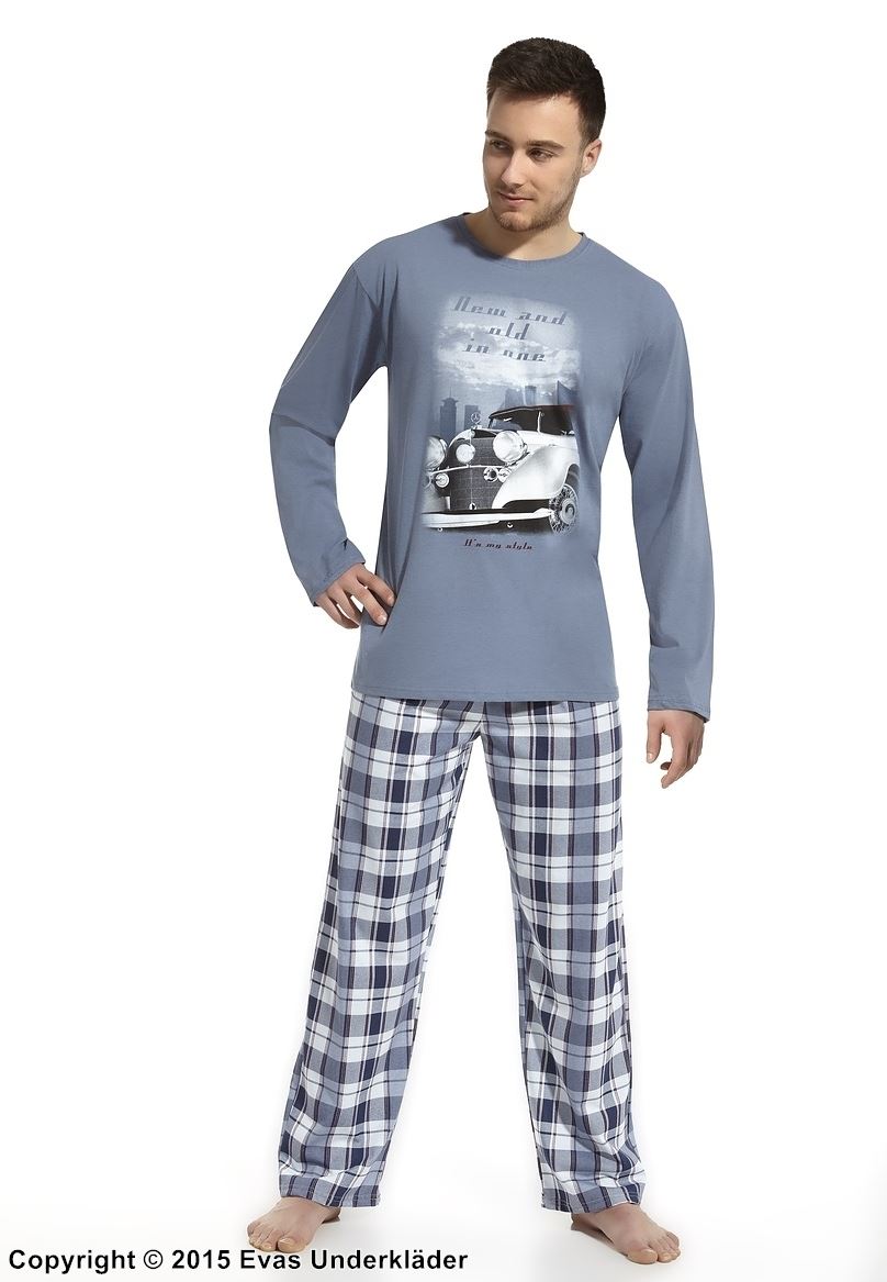 Denimblå pyjamas med retrobil